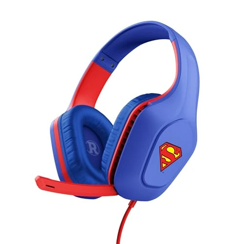 Begrenztes Angebot: GXTrust 415SM Zirox Superman Lizenziert Gaming Headset für PC Xbox PS4 PS5 Switch Mobile, 50mm Treiber, 1.2m Kabel, 3,5mm Audioanschluss, Leichte Over-Ear Kopfhörer mit Kabel, Blau/Rot von 24.98 EUR auf 14.99 EUR (Rabatt 40%)