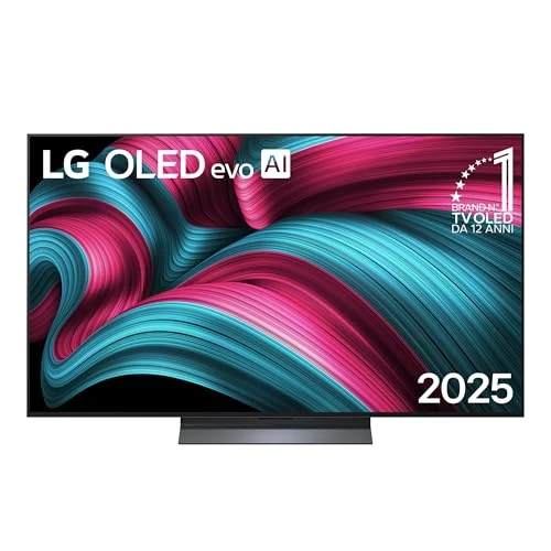 LG OLED evo AI C5 TV 55 pollici, Smart TV 4K, Processore α9 Gen8, Brightness Booster, webOS con AI, Dolby Vision & Atmos, Gaming con VRR e GSYNC 4K@144Hz, OLED55C56LB 2025