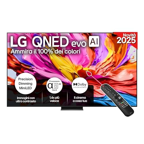Offerta a tempo: LG QNED evo AI QNED86 TV 100 pollici, Smart TV 4K, Processore α8 Gen2, Precision Dimming con MiniLED, webOS con AI, Dolby Vision & Atmos, Gaming con VRR e FreeSync 4K@144Hz, 100QNED86A6 2025 - 16% da 1999.00 € a 1685.14 €