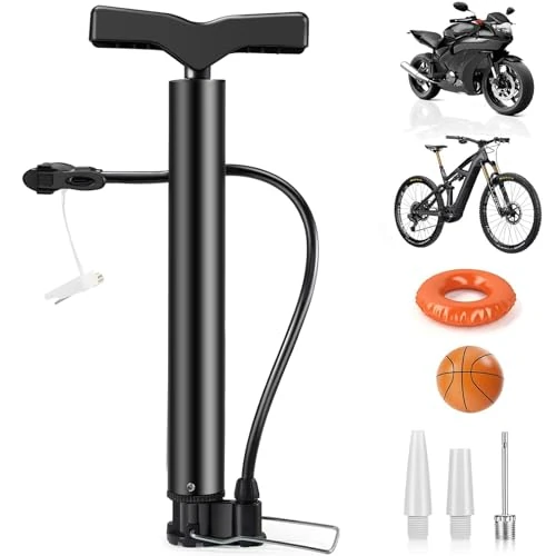 vonsera Inflador Bicicletas 130 PSI, Hinchador Bicicleta de Pie de Alta Presión con 3 Válvulas, Compatible con Presta, Schrader y Dunlop, para Bicicletas, Motos y Balones de Fútbol