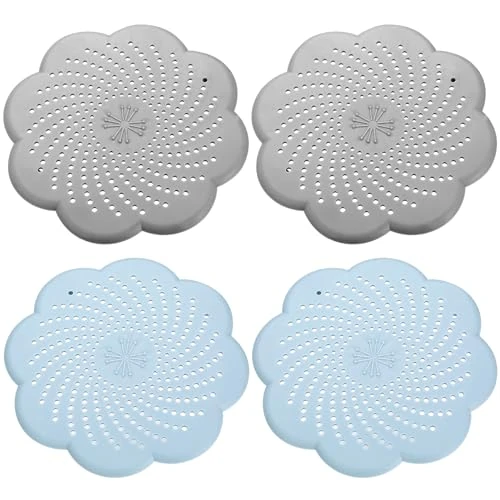 Limited-time offer: Auktransceler 4 Piece Silicone Sink Strainer Set (2 Blue, 2 Grey) - Hair Filter for Kitchen, Shower, Bathtub and Sink, Reusable Shower / Bathtub Drain Strainer (5-15cm Diameter) from 10.00 £ to 10.00 £ (save 0.00%)