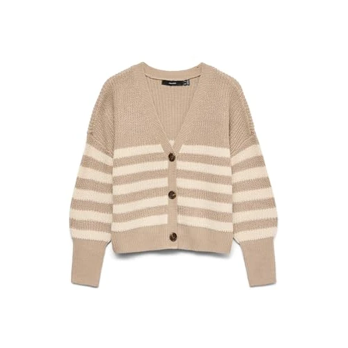 Vero Moda Cardigan da Donna Vmlea LS con Scollo a V Noos, Moon Rock, S, Roccia lunare, S