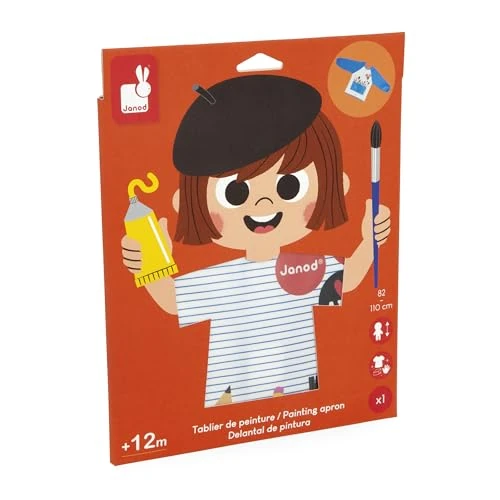 Tijdelijke aanbieding: Janod Kinderen vanaf 18 maanden, maat 82-110 cm, lange mouwen, beschermend schort, ideaal voor schilderen, creatieve hobby's, ambachtelijke activiteiten, waterdicht, J07404, meerkleurig, J07404 van 7.99 € naar 7.99 € (0.00% korting)