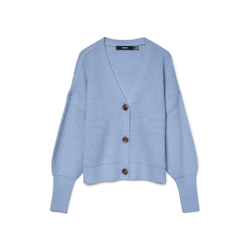Beperkte aanbieding: VERO MODA Vmlea Ls V-hals Cuff Cardigan Noos, blauw (brunnera blue), L van 22.86 EUR naar 22.86 EUR (besparing 0%)