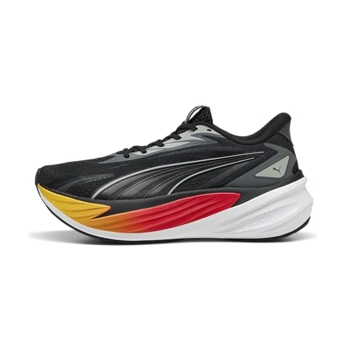 PUMA Unisex Maxima PRO Road Running Schoen, Zwart Rood-Geel Sizzle Wit, 11 UK, Puma Zwart PUMA Rood Geel Sizzle PUMA Wit, 46 EU