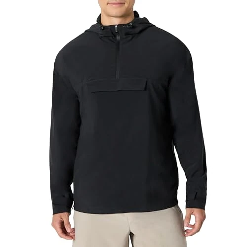 Zeitlich begrenztes Angebot: Amazon Essentials Herren Sportliche, Leichte Jacke im Anorakstil aus Stretchgewebe in Blockfarben, Schwarz, XL von 17.29 € auf 17.29 € (0.00% Rabatt)