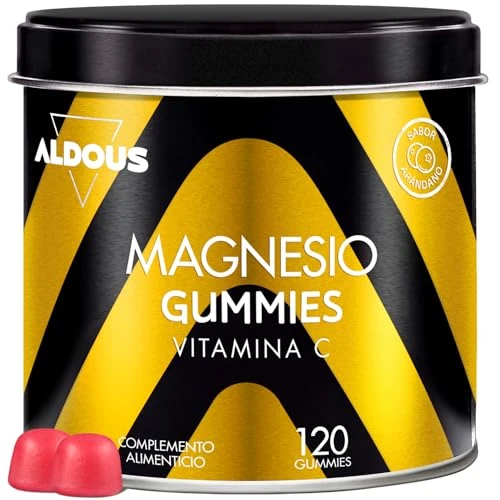 Magnesio Caramelle Gommose 1340 mg + Vitamina C 45 mg per Dose Giornaliera - 120 Caramelle Gommose - Magnesio Puro 225 mg - Integratore Stanchezza e Affatticamento - Sapore Naturale Mirtillo - ALDOUS
