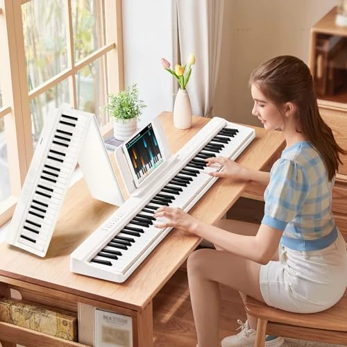 Tijdelijke aanbieding: TERENCE Digitale piano met 88 toetsen, wit, halfgewogen pianotoetsenbord, met opname en bluetooth-ondersteuning, met pedaal en luidspreker met 4 eenheden, favoriete keuze voor beginners van 135.99 EUR naar 121.84 EUR (korting 10%)