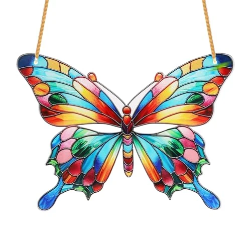 LUMOOM Zonnevanger, acryl kolibrie, hanger, zonnevanger, raamdecoratie, vroege tuindecoratie, vogelhanger van acryl met ketting, Spirit Birds zonnevanger, voor ramen, kantoren, muur (vlinder)