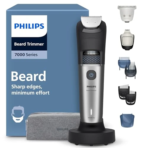 Beperkte aanbieding: Philips Baardtrimmer 7000-serie – Zelfslijpende, Metalen Mesjes, 40 Vergrendelbare Lengtestanden, BeardSense-technologie, Haartjesopvangsysteem, 100% Waterdicht, Brede Trimmer, Model BT7670/15 van 84.99 EUR naar 64.99 EUR (besparing 24%)