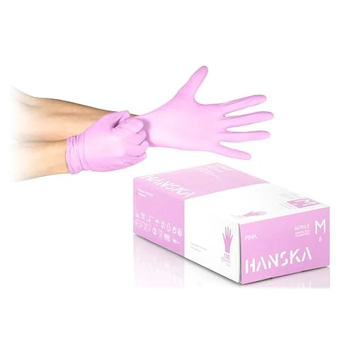 Beperkte aanbieding: HANSKA Wegwerphandschoenen van nitril, roze, poedervrij, dubbelhandig, niet-steriel, rubberen onderkant, geschikt voor medische toepassingen en levensmiddelenhandel, 100, M van 10.15 EUR naar 10.15 EUR (besparing 0%)