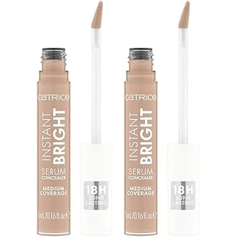 Catrice Instant Bright Serum Concealer, Nr. 010C, Nude, feuchtigkeitsspendend, langanhaltend, strahlend, für trockene Haut, vegan, ölfrei, ohne Konservierungsstoffe, ohne Parabene, 2er Pack (5ml)