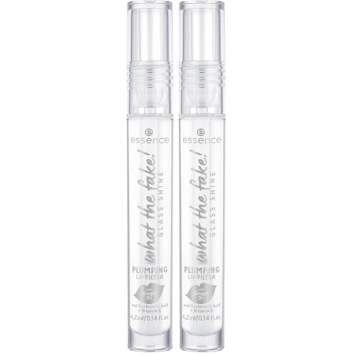 Zeitlich begrenztes Angebot: essence what the fake! GLASS SHINE PLUMPING LIP FILLER, Lip Booster, Nr. 01, Transparent, feuchtigkeitsspendend, vegan, ohne Parabene, ohne Mikroplastikpartikel, Nanopartikel frei, 2er Pack (4.2ml) von 4.00 € auf 4.00 € (0.00%