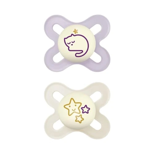 Offerta a tempo: MAM Original Start Night Succhietto 0-2 Mesi (Set da 2), Ciuccio MAM 0-2 mesi che si illumina al buio con tettarella in caucciù, Kit da 2 accessori neonato con porta ciuccio sterilizzatore, Rosa - 27% da 12.99 € a 9.50 €