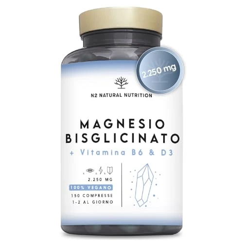Offerta a tempo: Magnesio Bisglicinato 2250 mg + Vitamina B6 e D3 per risultati ottimali. 150 Compresse — 15% da 19,95 € a 17,05 €