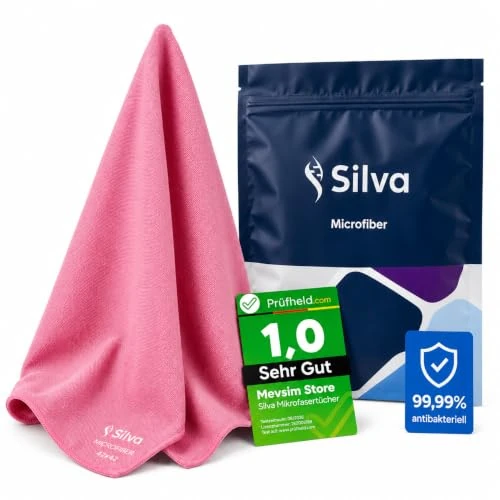 Offre limitée : Silva Chiffon Microfibre Rose 42x42 cm – Lavette de Nettoyage Réutilisable pour Vitres, Miroirs, Cuisine et Voiture – Chiffon Anti-Poussière, Absorbant et sans Peluches – 1 Pièces de 18.99 € à 9.44 € (50% de remise)