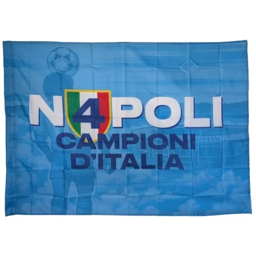 Bandera Napoli 4 Escudetto 140 x 100 cm - Nápoles Torna Campione Temporada 2024/25 - El mejor gadget Nápoles tema Maradona