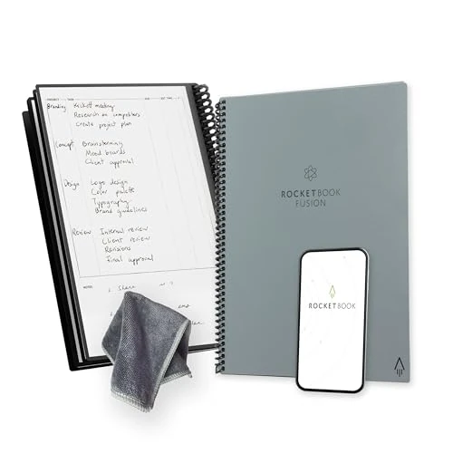 Offerta a tempo: Rocketbook Fusion Planner Agenda Appunti Digitale Riutilizzabile, Formato Letter 21 cm x 29,7 cm, Grigio - Calendario Mensile e Settimanale, To-Do List Giornaliera, Pagine a Righe e Puntinate - 0.00% da 28.24 € a 28.24 €