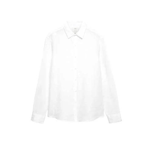 Offerta a tempo: Marks & Spencer Camicia in Puro Lino Taglio Regolare (Bianca|M) Uomo Bianco m - 43% da 55.00 € a 31.35 €