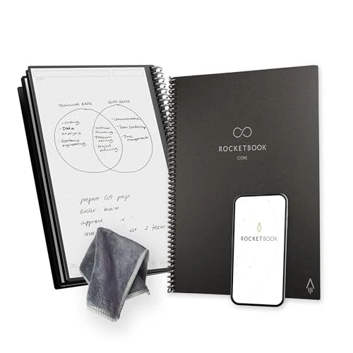 Limitiertes Angebot: Rocketbook Core Mehrweg-Spiralblock, Briefgröße 21 cm x 29,7 cm, Schwarz - Gepunktete Seiten, App-verbunden, löschbar, langlebiger Einband, ideal für Schule, Arbeit und kreative Projekte von 37.54 EUR auf 37.54 EUR (Spare 0%)