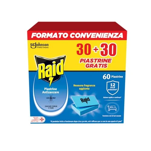 Offerta a tempo: Raid - 60 Piastrine Inodore per Zanzare Comuni e Tigre — 38% da 4,49 € a 2,79 €