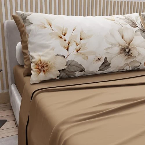 Zeitlich begrenztes Angebot: PETTI Artigiani Italiani - Bettwäsche aus Baumwolle mit Kissenbezügen mit Digitaldruck, Bettlaken für französisches Bett, Bettwäsche-Set mit Blumenmuster 5 Schlamm, 100% Made in Italy von 37.85 € auf 37.85 € (0.00% Rabatt)