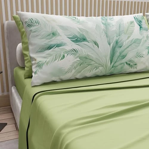 Oferta limitada: PETTI ARTIGIANI ITALIANI - Juego de Sábanas de Algodón para Cama Individual con Fundas de Almohada y Sábana Bajera 90x200, Diseño Palma Salvia, 100% Fabricado en Italia de 32.90 € a 32.90 € (ahorro 0.00%)