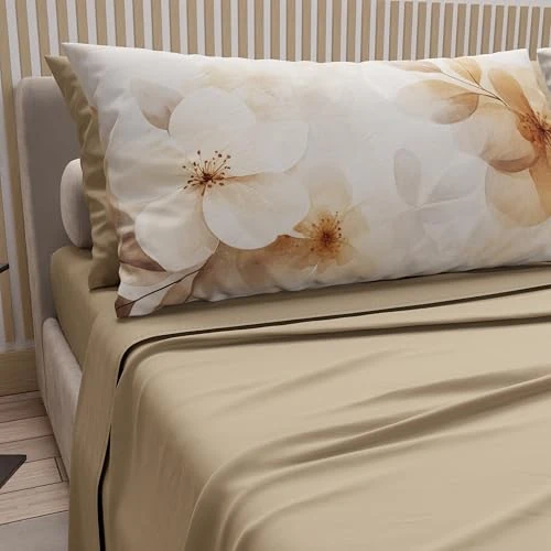Oferta limitada: PETTI ARTIGIANI ITALIANI - Juego de Sabanas de Algodon para Cama Individual con Fundas de Almohada y Sábana Bajera 90x200, Diseño Floral 29 Taupé, 100% Fabricado en Italia de 32.90 € a 32.90 € (ahorro 0.00%)