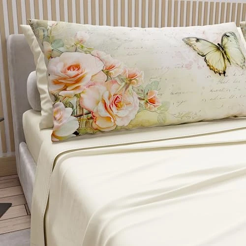 Offerta a tempo: PETTI Artigiani Italiani - Lenzuola in Cotone con Federe in Stampa Digitale, Lenzuolo Singolo, Completo Letto Fantasia 336 Panna, 100% Made in Italy - 48% da 32.90 € a 16.96 €