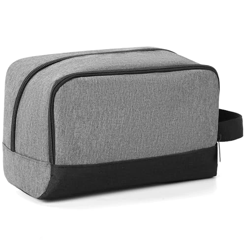 Elviros Borsa da Viaggio Uomo Appendibile, Organizer per Cura Personale - Borsa Cosmetici Compatta per Barba e Accessori, Ideale per Viaggi (Grigio)