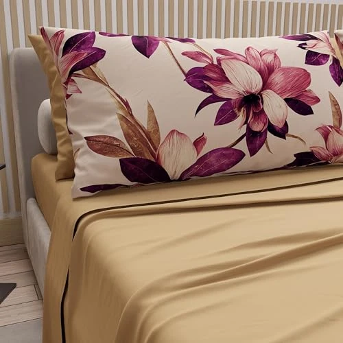 Offerta a tempo: PETTI Artigiani Italiani - Lenzuola in Cotone con Federe in Stampa Digitale, Lenzuolo Singolo, Completo Letto Fantasia Floreale 7 Tortora, 100% Made in Italy - 41% da 32.90 € a 19.41 €