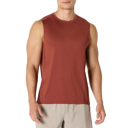 Offerta a tempo: Amazon Essentials Camicia Tecnica Aderente Leggera Senza Maniche in Tessuto Elasticizzato ad Asciugatura Rapida e Assorbimento dell’Umidità Uomo, Castagna Intenso, XL - 0.00% da 9.75 € a 9.75 €