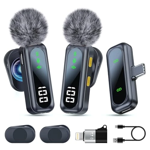 Offerta a tempo: Microfono wireless wireless e mini microfono con clip magnetica microfono per iPhone e Android, microfoni lavalier cancellazione del rumore per registrazione video TikTok YouTube - 33% da 17.99 € a 11.99 €