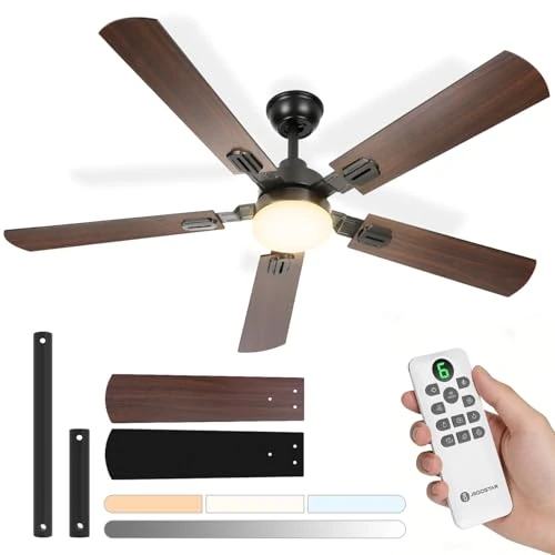 Offerta a tempo: Aigostar Ventilatore da Soffitto con Luce e Telecomando Silenzioso 52‘’, 3000K/4000K/6000K Dimmerabile, 33W Motor DC Reversibile, 6 Velocità, Adatto per soggiorno, camera da letto e sala da pranzo - 6% da 105.99 € a 99.99 €