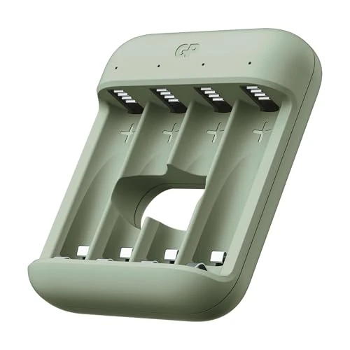 Tijdelijke aanbieding: GP Charge & Save Batterijlader AA/AAA - Snellader USB-C 4-slot, individuele laadsleuven - Batterij oplader met LED-indicator, Veiligheidsfuncties - Zonder batterijen & adapter van 11.99 € naar 11.99 € (0.00% korting)