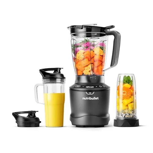 nutribullet SmartSense Blender Combo NBF550DG 5 Speed Pulse Function Blender 1.8L 2 Cups 900ml and 700ml Intelligent Automatic Cycle 1500W Dark Grey