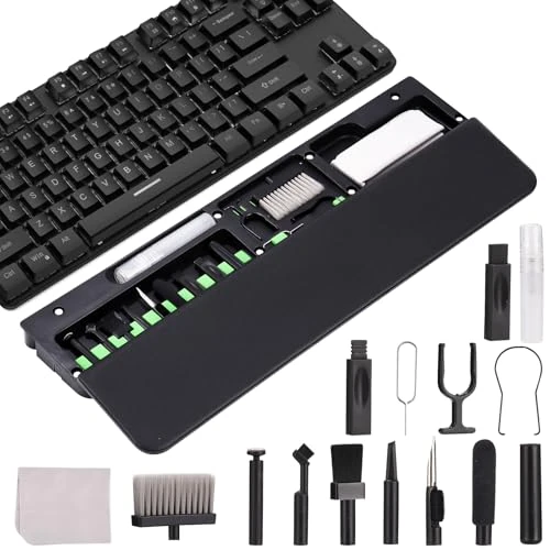 Tijdelijke aanbieding: 22-in-1 toetsenbordreinigingsset met polssteun, zacht elastisch materiaal, hoofdtelefoonreinigingsset voor AirPods, compact design, pc-reinigingsset, accessoires voor tablet, mobiele telefoons (zwart) van 8.08 € naar 8.08 € (0.00% k