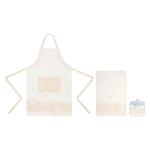 Offerta a tempo: THUN Set presina, strofinaccio e grembiule, 100% cotone, Collezione Elengance, presina 20 x 20 cm strofinaccio 40 x 60 cm - 41% da 42.90 € a 25.49 €