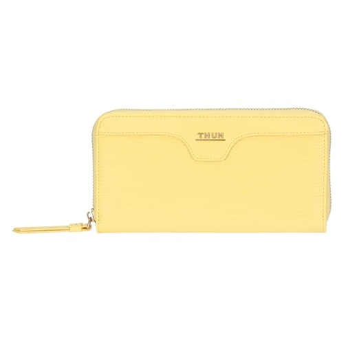 Thun Geldbörse mit Reißverschluss, gelb, Kunstleder, Kollektion Sempre Con Me, 20 x 3 x 10,5 cm