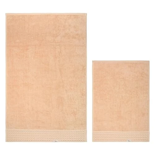 THUN Handdoekenset, 2 stuks, taupe, 100% katoen, collectie Iconic Elengance, 40 x 60 cm, 60 x 100 cm