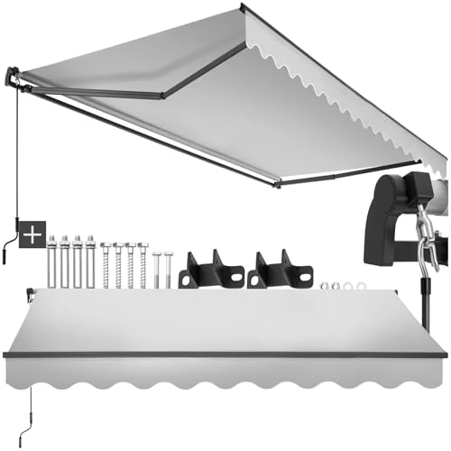 Zeitlich begrenztes Angebot: tectake® Gelenkmarkise, Markise ausziehbar mit Gelenkarm, Sonnenmarkise mit Wandhalterung, Sichtschutz Garten, Sonnenschutz Balkon, Markisen für Terrasse, Fenstermarkise - hellgrau, 300 x 250 cm von 153.99 € auf 149.79 € (3% R