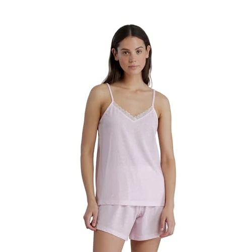 Oferta limitada: Noidinotte - Pijama Mujer de algodón con Top de Tirantes Finos y pantalón Corto, Modelo Cherry Bloom - S Rosa de 23.52 € a 23.52 € (ahorro 0.0%)