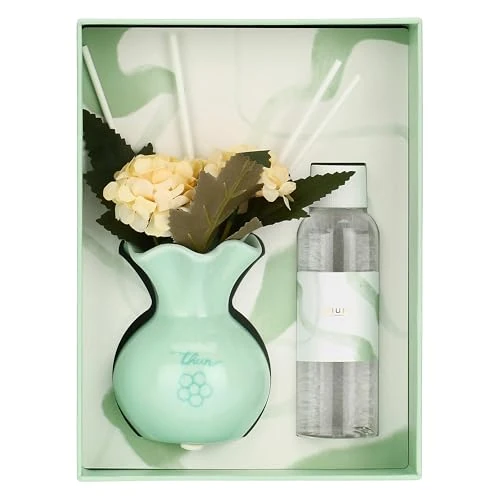 Offerta a tempo: THUN Confezione regalo mini diffusore con fiori, blu, stoneware, Collezione Bomboniera, 100 ml, 5,9 x 5,9 x 10,9 cm - 42% da 19.90 € a 11.49 €