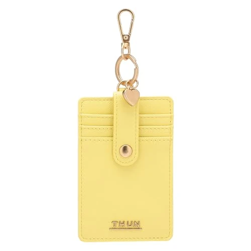 Offerta a tempo: THUN Porta Carte con Gancio Giallo, Ecopelle, Collezione Sempre con Me, 7,5 x 11 cm - 45% da 23.49 € a 12.99 €