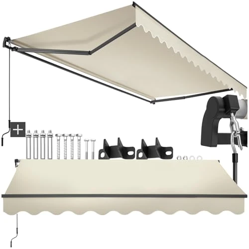 Offerta a tempo: tectake®, tenda da sole per esterno a bracci estensibili, avvolgibile, manovella, impermeabile, protezione UV, tessuto poliestere, struttura alluminio, veranda, balcone, terrazzo - 300 x 250 cm Beige - 0.00% da 138.90 € a 138.90 €