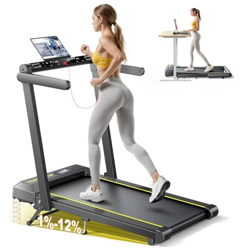 Limited-time offer: Folding Treadmill with 12% Incline, 4 in 1 Treadmills for Home/Office, Heart Rate, 16KM/H Portable Treadmill, 2.5HP Under Desk Walking Pad (Dark Yellow) from 429.99 £ to 429.99 £ (save 0.0%)