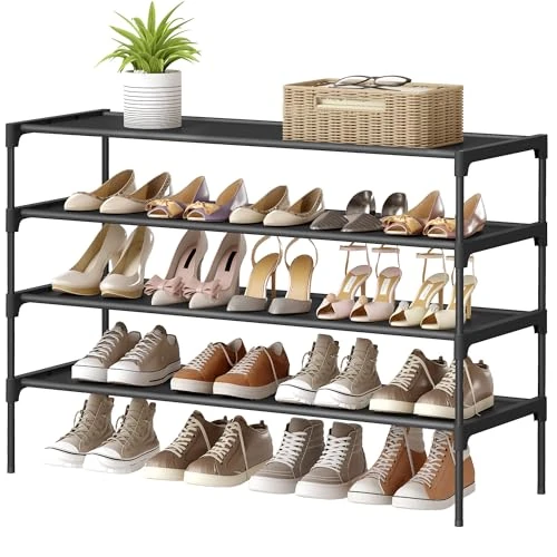 Offre limitée : SONGMICS Étagère à Chaussures 4 Niveaux, Porte-Chaussures, Entrée, Couloir, Gain de Place, 29,7 x 91,8 x 70,5 cm, Cadre en Métal, Étagères en Tissu Non-Tissé, Noir d’Encre LSH034BH01 de 20.79 € à 20.79 € (0.00% de remise)