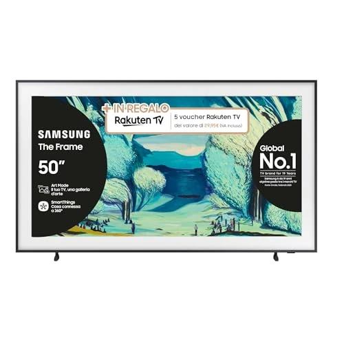 Samsung The Frame 4K Vision AI Smart TV 50'' The Frame QE50LS03FAUXZT, NQ4 AI Gen2 Processor,AI Upscaling, Matte Display, Dolby Atmos & OTS Lite, Modern Frame Design, PACCHETTO INTRATTENIMENTO, 2025