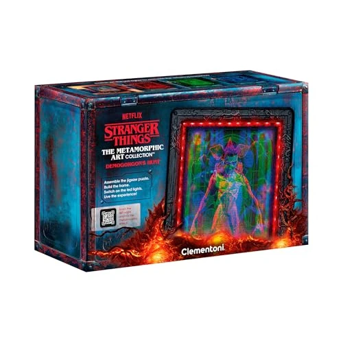 Clementoni Stranger Things Metamorphic Art met LED-licht: puzzel van 520 stukjes, kleurveranderende scène met Eleven vs Demogorgon