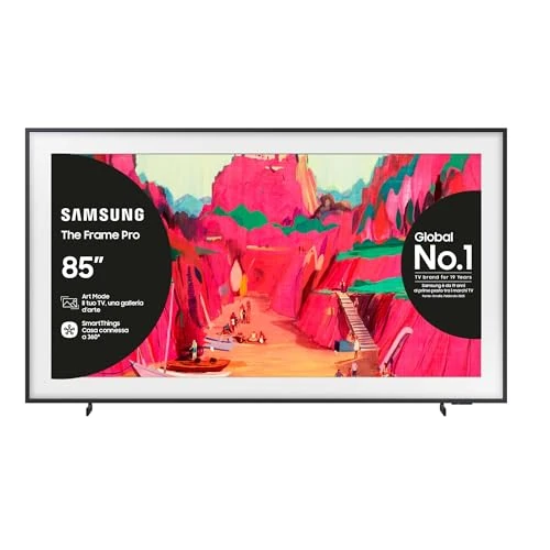 Offerta a tempo: Samsung The Frame Pro 4K Vision AI Smart TV 85'' The Frame QE85LS03FWUXZT, Modern Frame Design con Wireless One Connect; 4K AI Upscaling, Art Mode, Matte Display, PACCHETTO INTRATTENIMENTO, 2025 - 20% da 3499.00 € a 2799.00 €